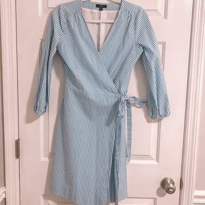 J. Crew Blue Stripe Wrap Dress